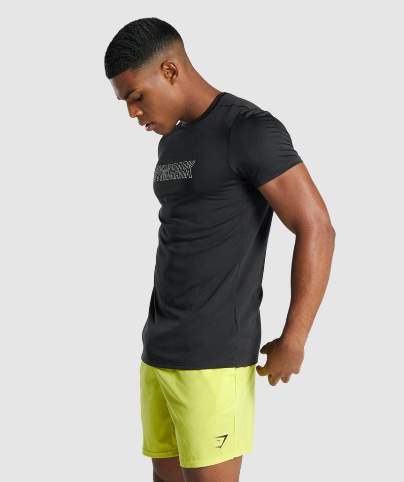 Men's Gymshark Arrival Graphic T-Shirts Black | CA 17853D